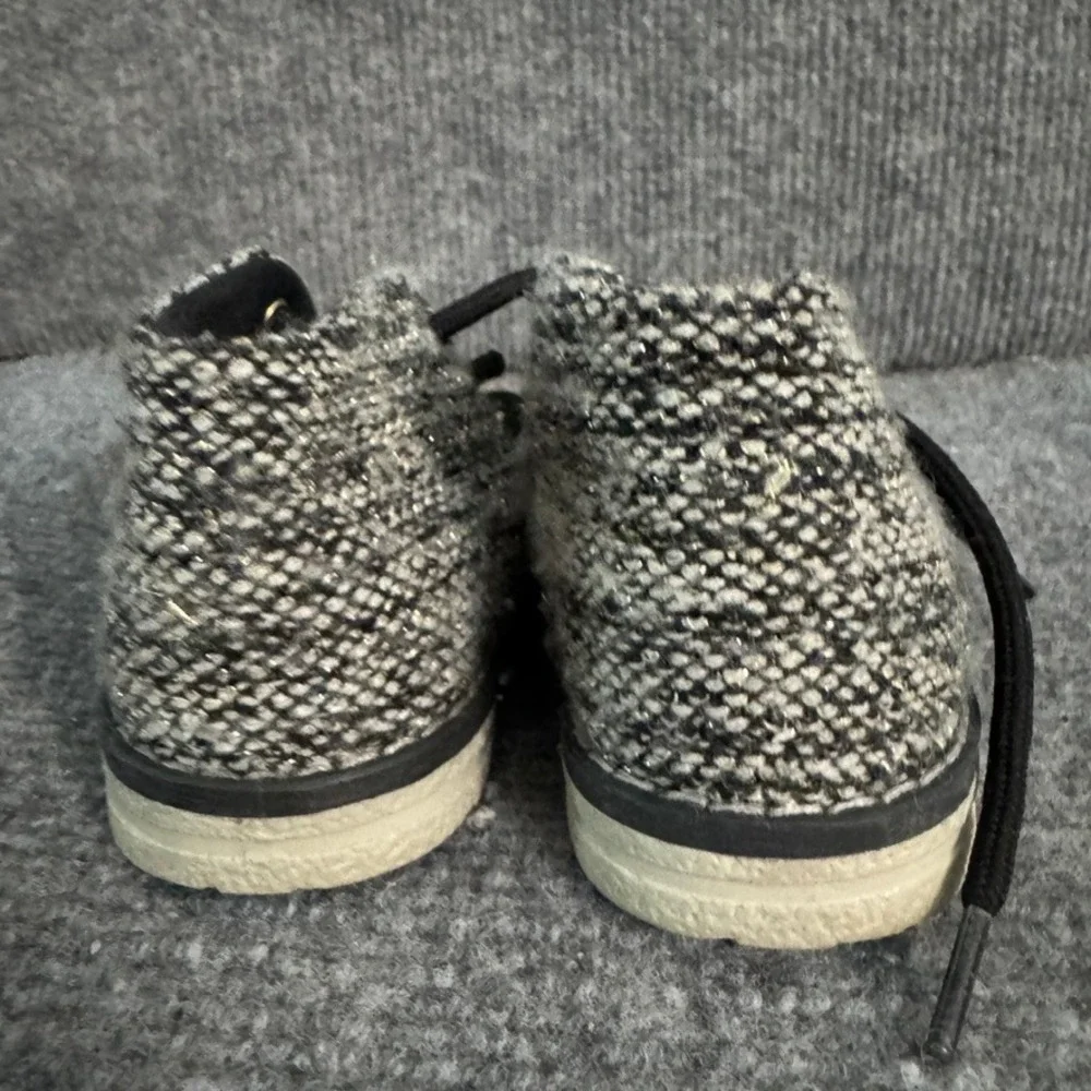Primigi Infant Tweed Lace Up Chukka Boots Black White Silver Sparkle Size 19 EU